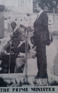 Prime Minister of SVG, James Mitchell, at the memorial service for flight 319 passengers at the Victoria Park on Sunday August 10, 1986